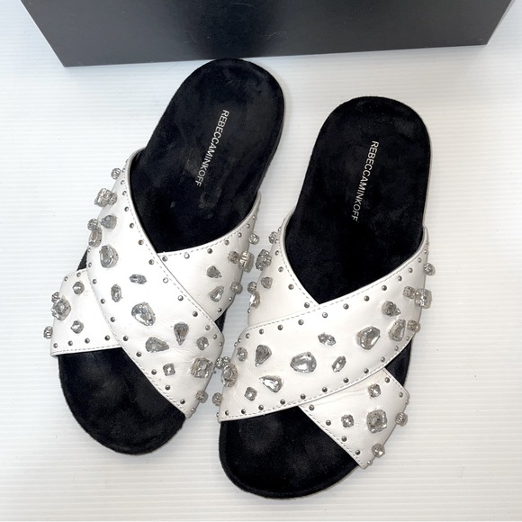 Rebecca Minkoff Theo Jewel White Slide Sandal - Picture 4 of 11